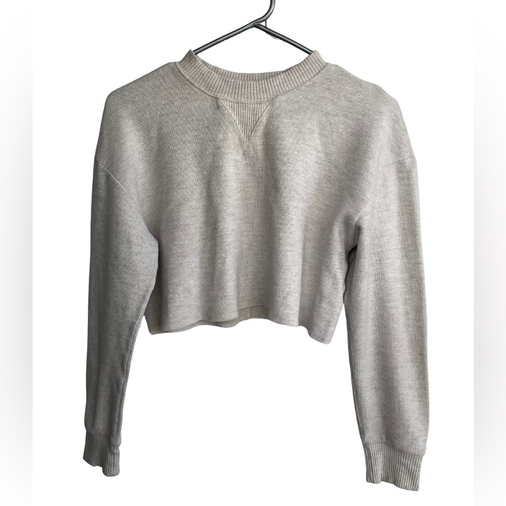 Zara cropped sweater grey ribbed small